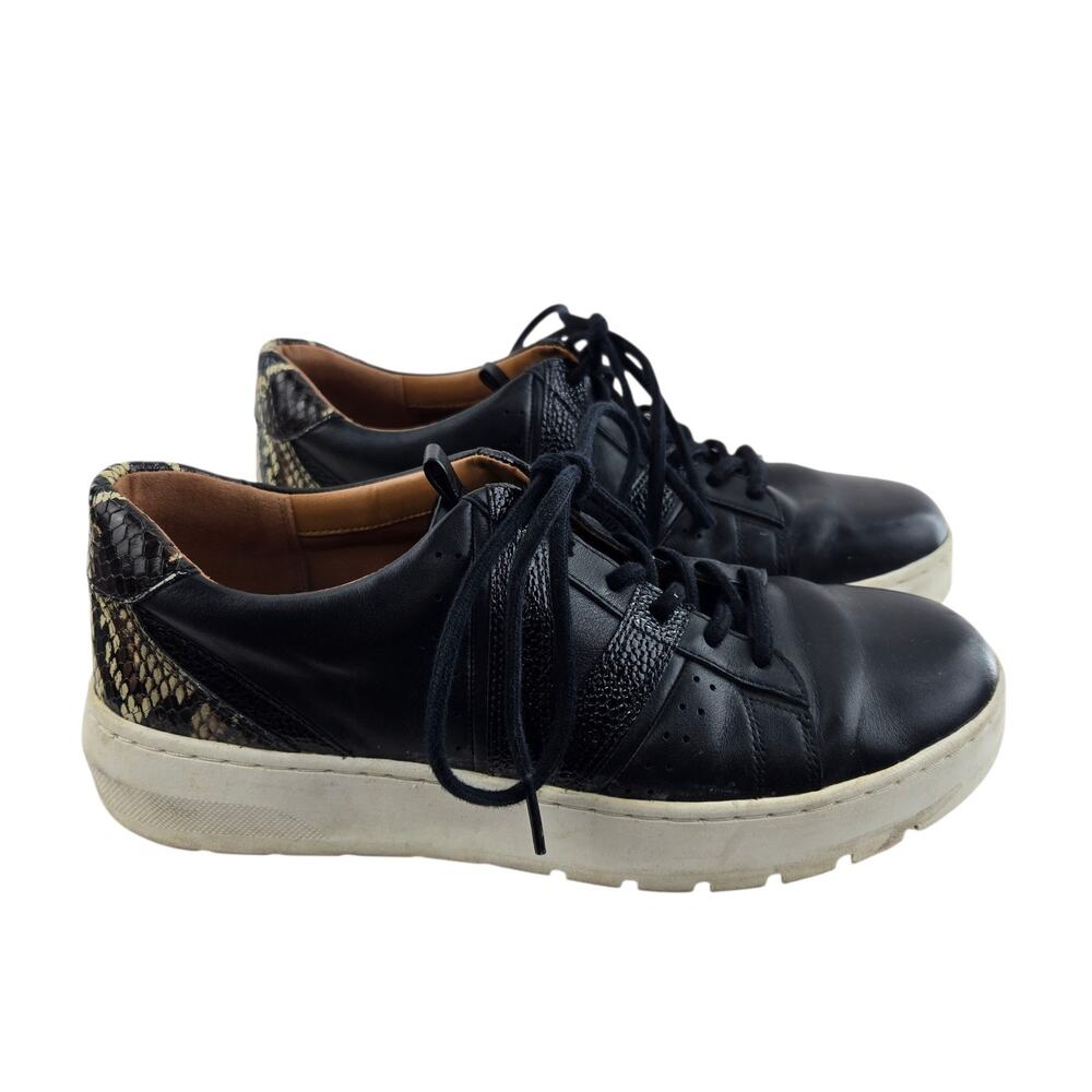 Vionic‎ Sneakers Womens 8.5 Simosa Ray Black Leather Snake Print Low Top Shoes